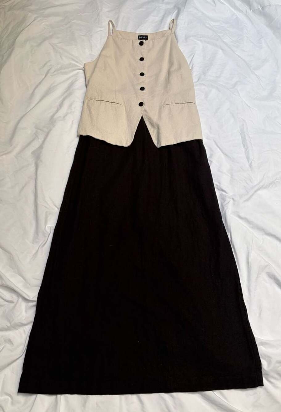 Nicole Miller Vest Dress Size M Beige Black